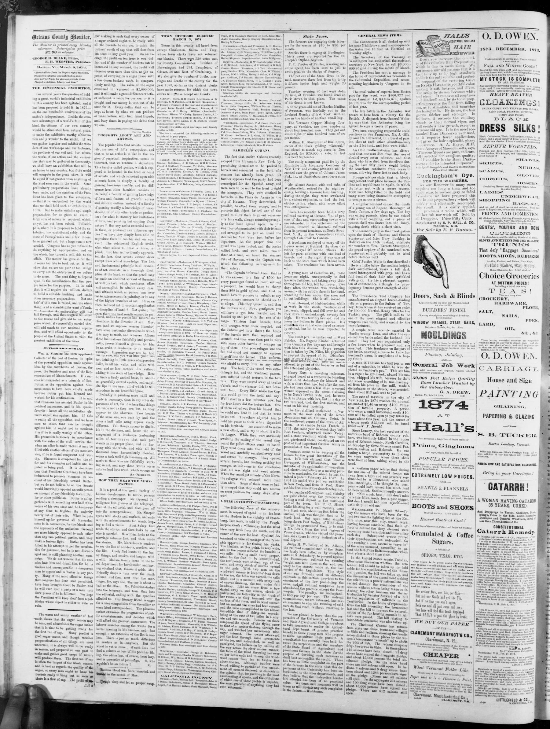 Orleans County Monitor, 9 March 1874, page 2